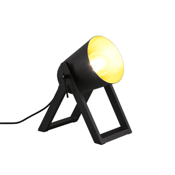 Lámpara de Sobremesa MARC Negra Mate - Estilo Moderno y Eficiencia LED - Color: Schwarz-Gold - Material: Madera natural