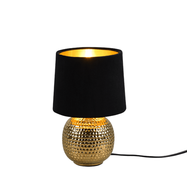 Lámpara de Sobremesa SOPHIA: Diseño Moderno en Cerámica Dorada y Aterciopelada Negra - Color: Oro - Material: Cerámica