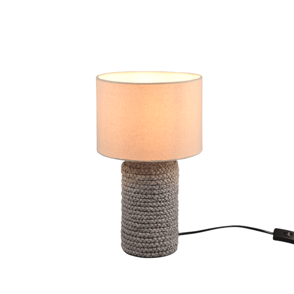 Lámpara de Mesa MALA Cerámica Marrón y Pantalla Beige - Eficiencia Energética LED - Color: Marron - Material: Cerámica