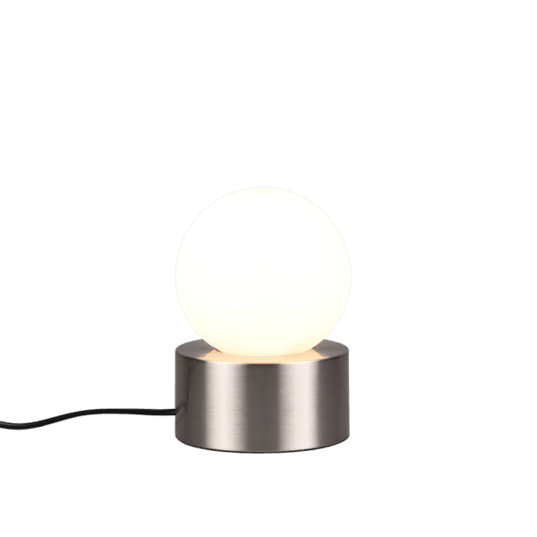 Lámpara de Sobremesa COUNTESS con Cristal Blanco y Base Níquel Mate - Táctil y Eficiente - Color: Níquel mate - Material: Metal