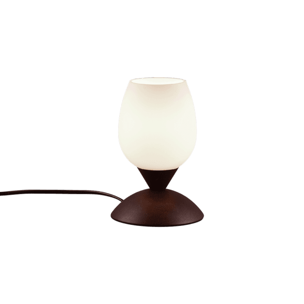 Lámpara de Sobremesa CUP II Óxido y Cristal Blanco - Función Táctil y Eficiencia LED - Color: Óxido - Material: Metal