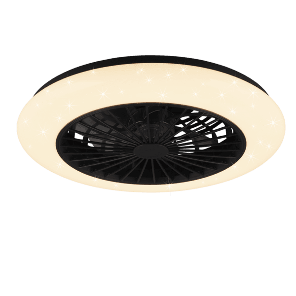 Lámpara de Techo STRALSUND con Ventilador, Luz Regulable y Mando a Distancia - Eficiencia Energética - Color: Estera negra - Material: Plástico - Tipo de Luz: LED - Lúmenes: 2600 - Temperatura: 3000 - 6500K