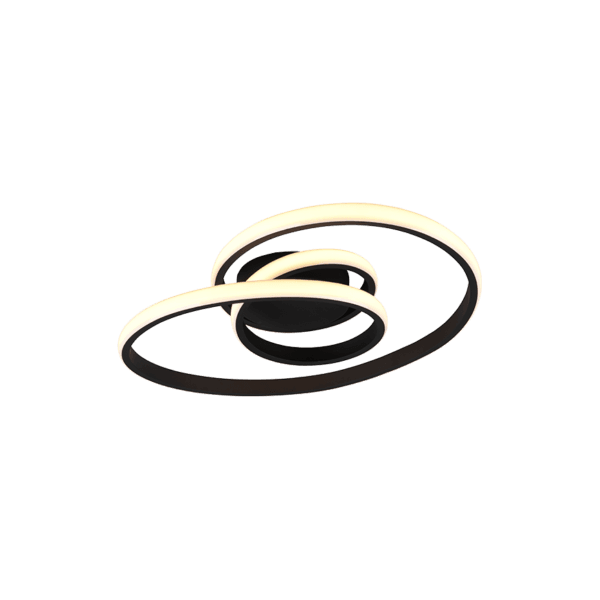 Lámpara de Techo SANSA LED Negra - Diseño Curvado y Regulador de Intensidad - Color: Estera negra - Material: Metal - Tipo de Luz: LED - Lúmenes: 2050 - Temperatura: 3000K