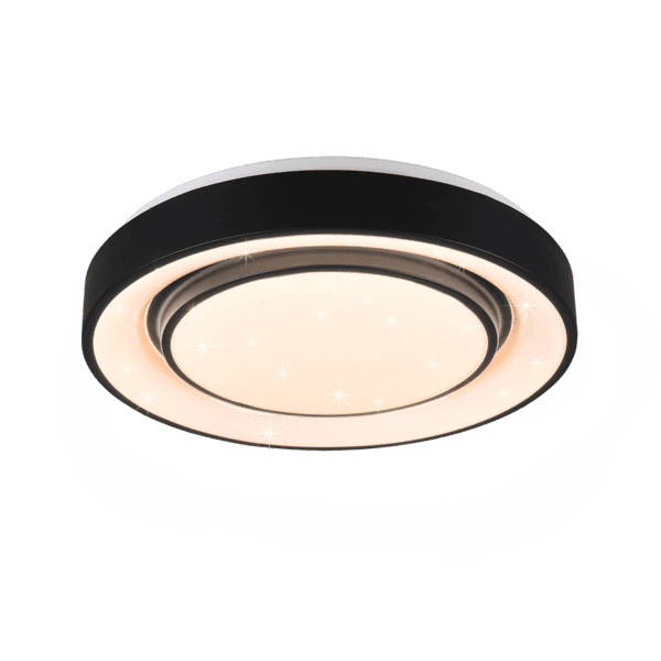 Lámpara de Techo MONA RGBW - Iluminación Inteligente y Eficiente en Negro Mate - Color: Estera negra - Material: Metal - Tipo de Luz: LED - Lúmenes: 2400 - Temperatura: 3000 - 6000K