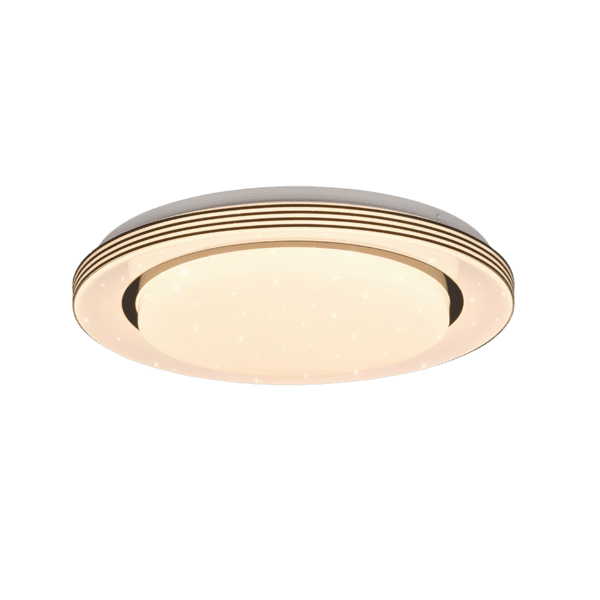 Lámpara de Techo ATRIA Starlight LED - Control Remoto, Luz Nocturna y Eficiencia Energética - Color: Estera negra - Material: Plástico - Tipo de Luz: LED - Lúmenes: 2000 - Temperatura: 2700 - 6000K