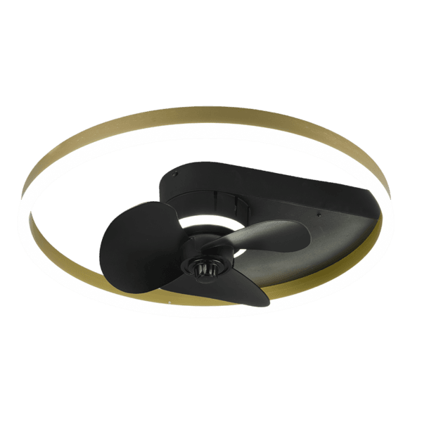 Lámpara de Techo BORGHOLM Negra y Dorada con Ventilador, LED y Mando a Distancia - Color: Estera negra - Material: Metal - Tipo de Luz: LED - Lúmenes: 3500 - Temperatura: 2700 - 6500K