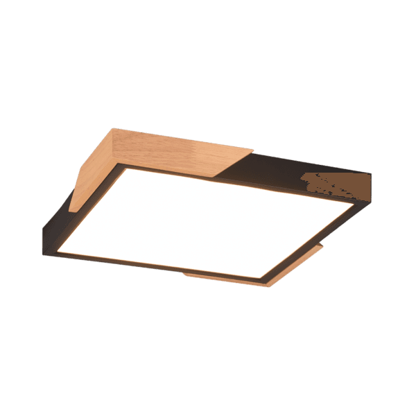 Lámpara de Techo META en Negro Mate y Madera Clara - LED Eficiente y Regulable - Color: Estera negra - Material: Plástico - Tipo de Luz: LED - Lúmenes: 2400 - Temperatura: 3000K