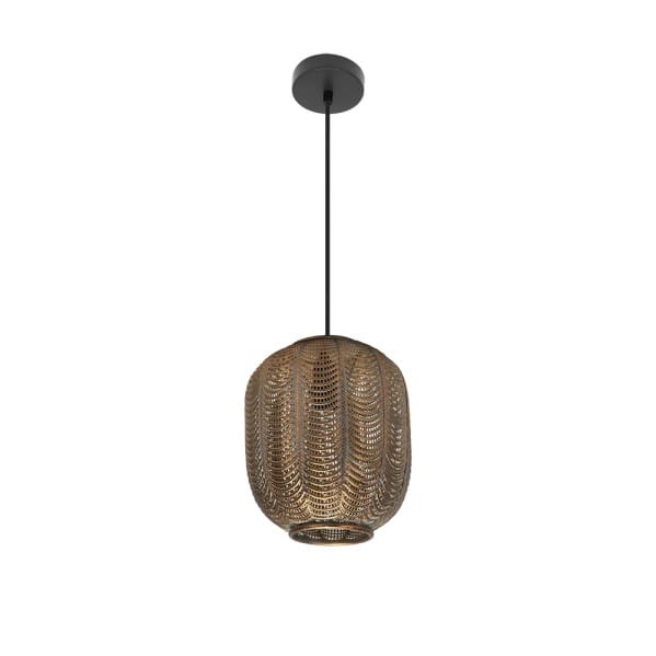 Colgante Trikala Negro/cuero Envejecido 1xe27 Regx25x25 Cm