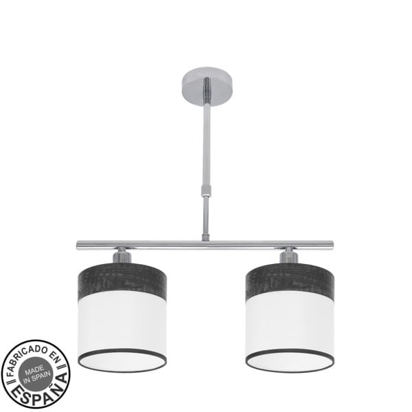 Lampara Cloe 2xe14 Cromo/blanca-madera Negra Regx43x14 cm