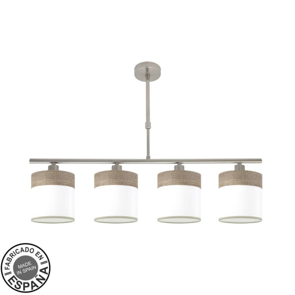 Lampara Cloe 4xe14 Niquel/blanca-madera Gris Regx75x14 cm