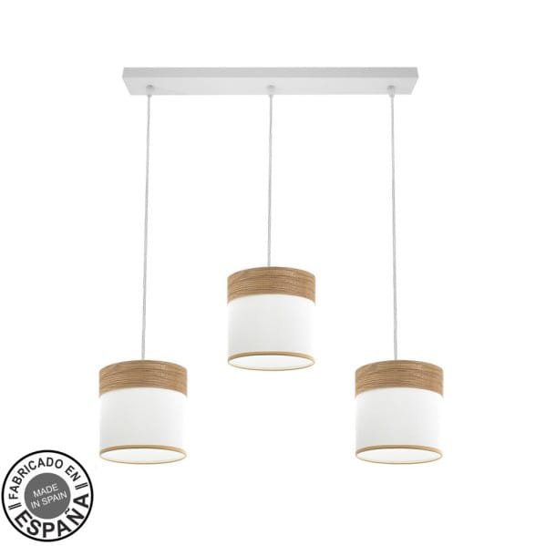 Regleta Cloe 3xe27 Blanco/blanca-madera Clara Regx60x16 cm